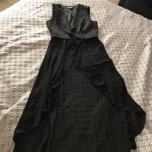 Black Bebe blazer with removable chiffon drape